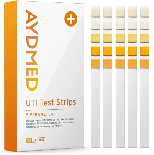 10 x AYDMED 5-in-1 Harnwegsinfekt-Teststreifen | Urinteststreifen für die Selbstdiagnose von Harnwegsinfektionen mit vollständiger Analyse zum Nachweis von Leukozyten, Nitrit, Protein, Blut & pH