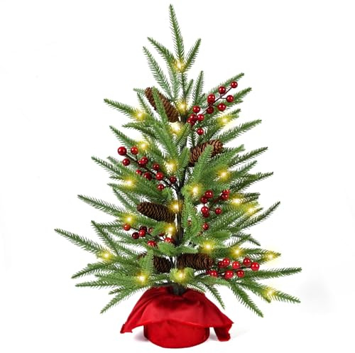 Mini Weihnachtsbaum Künstlich, Kleiner Grüner Weihnachtsbaum Tisch Tannenbaum PE Christbaum für Weihnachten Deko (60cm)