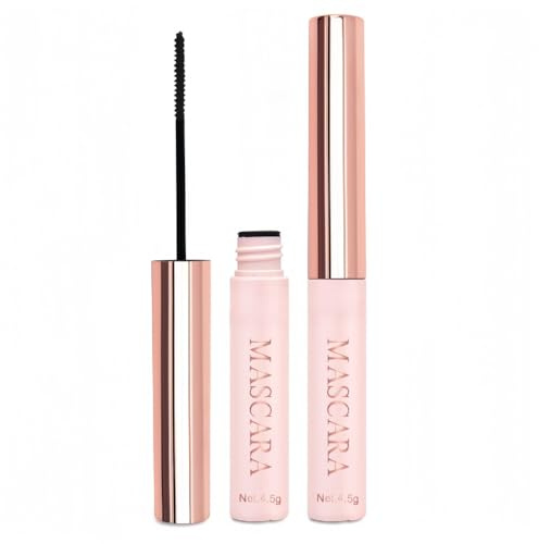 Mascara Résistant à l'Eau à Brossette Fine pour Cils Courts et Clairsemés, Volume, Tenue Longue, Allongeant et Épaississant, Anti-Trace, Noir
