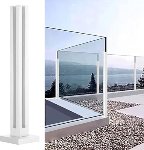 Kit di pali per ringhiera in vetro bianco di alta qualità, in acciaio inossidabile 304, per balcone, patio, portico, montaggio a pavimento, colonna con pannello in vetro (montante angolare altezza 150