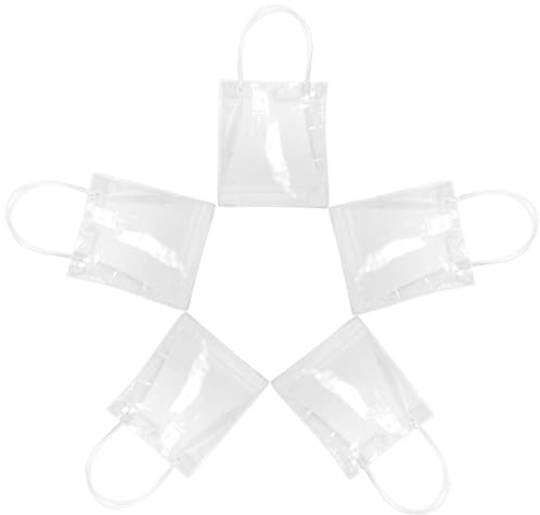 TOYZFRIENDY 5 Stück Transparent PVC Geschenkbeutel mit Griffen Vielseitige Flaschentüten für Weinflaschen Handliche Geschenkverpackungstaschen für Wein Süßigkeiten und Kleine Geschenke Robust