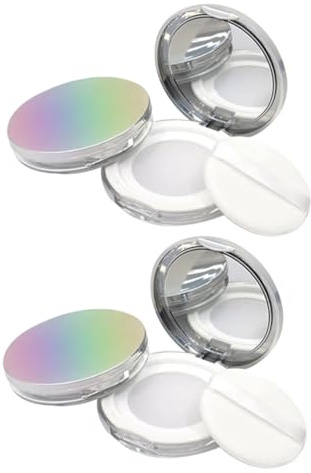 CLISPEED Cajas de Polvos Sueltos Portátiles 2 Unidades Tamaño Compacto Borla Elástica para Maquillaje Polvo Suelto Uso Diario y Viaje