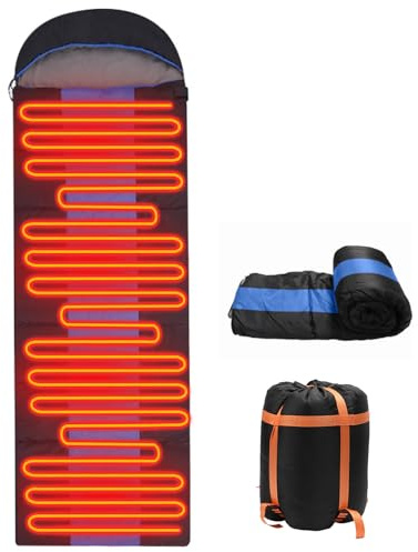 Sleeping Bags for Adults, Camping Sleeping Bag for Kids, Heated Sleeping Bag for Camping Outdoor Hiking, Rechargeable Lightweight Compact Camping Essentials Gear (Blue)