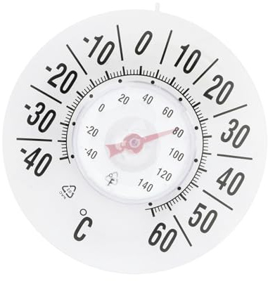 Husoiuy Thermomètre Intérieur Et Extérieur - Ventouse Aspirante Analogique Étanche - Thermomètre Analogique Murale pour Extérieur et Terrasse - Pour Fenêtre Cuisine Pièce Jardin Garage Appartement