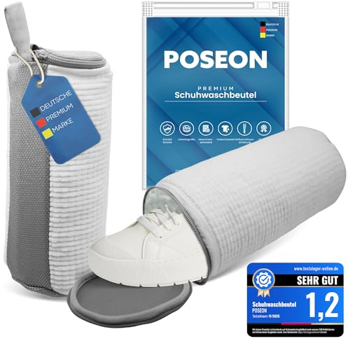 POSEON® Schuhwaschbeutel Waschmaschine 2 Stück - Premium Wäschesack - optimale Reinigung für Sneaker & Laufschuhe - Schutz & Pflege - Wiederverwendbar