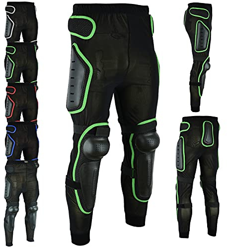 Vaster Moto Motorrad-Schutzhose atmungsaktiv dehnbar mit Protektoren MTB Motocross Renn und Skateboard-Schutz (DE/NL/SE/PL, Alphanumerisch, M, Regular, Regular, Grün)
