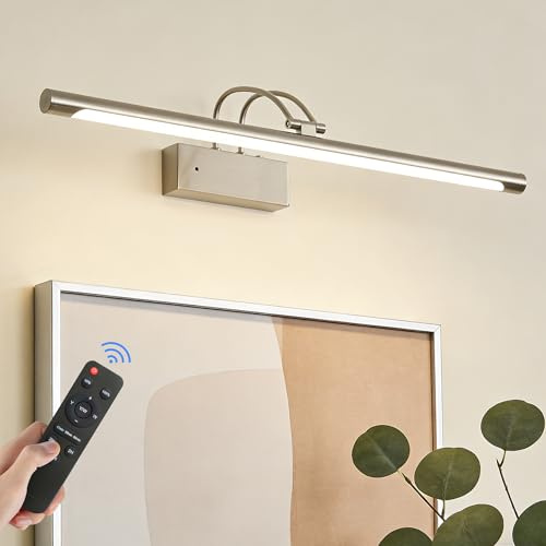 Actask Bilderleuchte Akku Fernbedienung 60cm LED Bildbeleuchtung Kabellos | 3 Farbtemperaturen 8000mAh Wiederaufladbar Batterie Timer Dimmbar 270° Drehbar Wandlicht Innen für Malen Kunstwerke Porträt