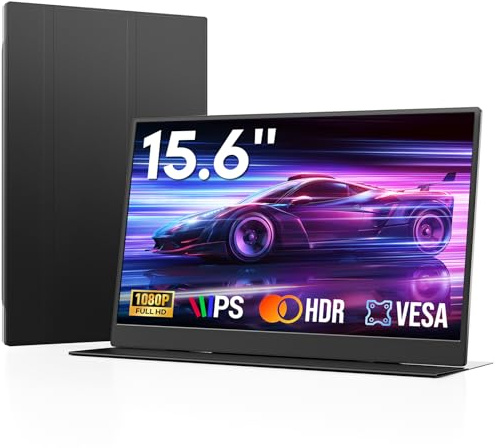 Omiodo 15.6 1080P FHD Portable Monitor, Portable Screen with Carry Case | Travel Monitor with USB-C Mini HDMI Port, Ultra-Thin, Anti-Glare, VESA, Built-in Speakers, for Switch/PS5/Xbox/PC/Mac