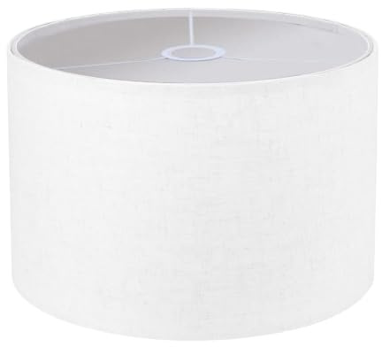 Lampenschirm Stoff, Lampenschirm für Tischlampe Ø30 cm x 20 cm, Lampenschirm Stehlampe Groß, Naturleinen, Lamp Shade für E27 Leuchten, Montage Erforderlich (Cremeweiß)