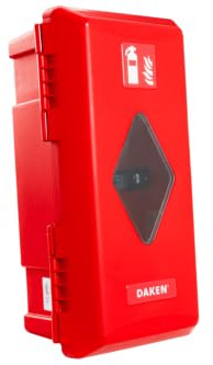 DAKEN Caja para extintor 6kg ADAMANT 82070 armario porta extintor para camión remolque y furgoneta color rojo dimensiones 611 x 310 x 247 mm con ventana de inspección