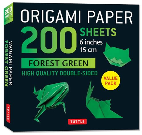 Origami Paper 200 Sheets Forest Green 6á: Solid Green Double-sided Origami Sheets With Instructions for 9 Projects
