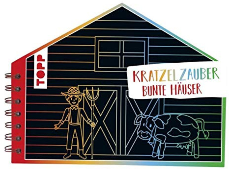 Kratzelzauber Bunte Häuser (Kratzelbuch in Hausform): Formgestanztes Kratzelbuch in Hausform. Mit Holz-Kratzstift, 20 Kratzelseiten, 20 Malanregungen und 40 Skizzenseiten.