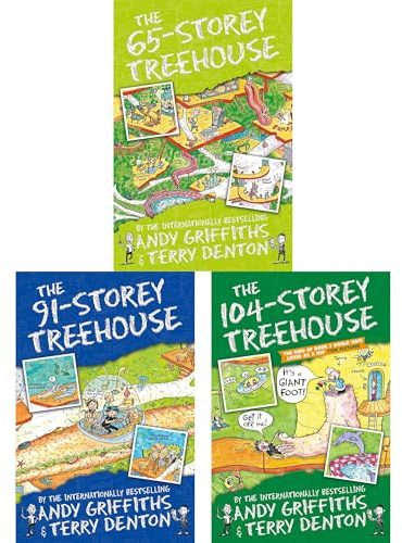 The Treehouse Series by Andy Griffiths & Terry Denton: The 65, 91 & 104-Storey Treehouse - A Hilarious 3-Book Collection of Time-Travel, Fortune Tellers & Joke Machines (3-Book Set)