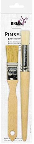 KREUL 723014 - Pinsel für Schabloniertechnik, 2 teiliges Set, flacher Borstenpinsel 25 mm breit und runder Borstenpinsel zum Schablonieren Größe 12