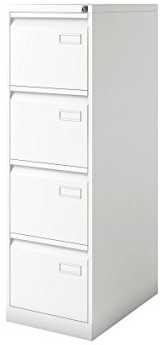 BISLEY Light Hängeregistraturschrank, einbahnig, DIN A4, 4 HR-Schubladen, Metall, 696 Verkehrsweiß, 62.2 x 41.3 x 132.1 cm