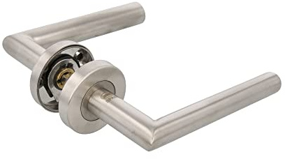 Amig - Set di maniglie con rosetta per porte - mod. 37RX - 120 x Ø19 mm - Quadretto da 8 mm - Design elegante e semplice - Acciaio inossidabile 18/8 Argento opaco