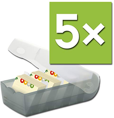 HAN 998 Lernkartei CROCO - die Profibox, genial einfach Vokabeln lernen, DIN A8 (5er Set | transluzent grau)