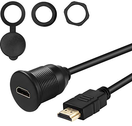 baolongking HDMI Stecker auf Buchse Car Mount Flush Verlängerungskabel LKW Boot Motorrad Dashboard Unterputz mit Montageplatte - 1m