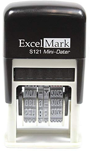 ExcelMark Self-Inking Date Stamp - Military Style/Euro Style - S121 (Black Ink)
