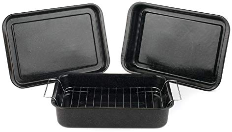 Russell Hobbs COMBO-1970 Romano Vitreous Enamel 36 CM Baking Tray, 36 CM Roaster and 34 CM Roaster with Rack