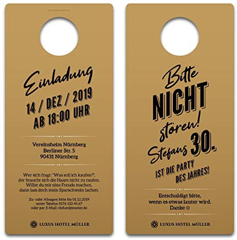 30 x Lasergeschnittene Einladungskarten zum Geburtstag DIN Lang - Hotelschild Bitte nicht stören