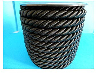 PIZZITALIANI Passamaneria decorativa - Cordone Intrecciato 10mm x 10m, NERO – Corda Decorativa flessibile, Cordoncino per decorazioni e Artigianato, Made in Italy