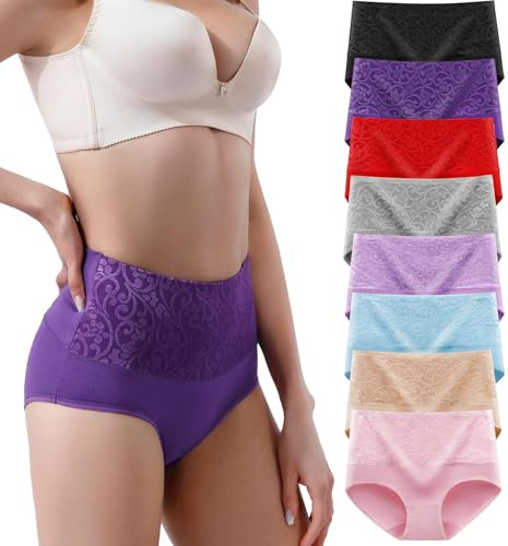 YOULEHE Women's High Waist Knickers Ladies Cotton Briefs Underwear Full Coverage Soft Breathable Panties Multipack