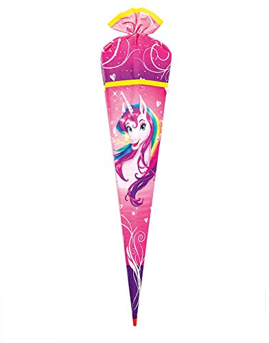 ROTH Schultüte Stoffwunder - Einhorn-Portrait 85 cm groß - 6-eckig Stoffschultüte Spitze