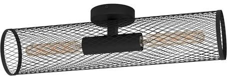 EGLO Wandlampe Redcliffe, 2 flammige Wandleuchte industrial | Wandbeleuchtung für Innen aus Metall, Wohnzimmerlampe in Schwarz, Flurlampe E27