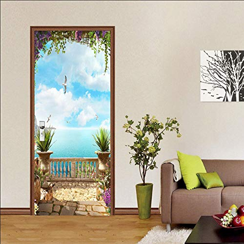 VIRANDA Türtapete Selbstklebend TürPoster 3D - Landschaft - Fototapete Türfolie Wandtapete PVC Wasserdichte Schlafzimmer Türaufkleber 77 x 200 cm