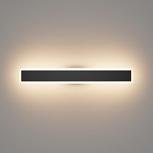 Klighten 20W Lange Wandleuchte Aussen LED 60CM Außenwandleuchten IP54 Warmweiß 3000K Außenlampe Schwarz Wandlampe für Garten Terrasse Garage Schlafzimmer Wohnzimmer, Schwarz