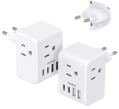 2 Pack European Travel Plug Adapter, Type C Plug Adapter Travel Essentials