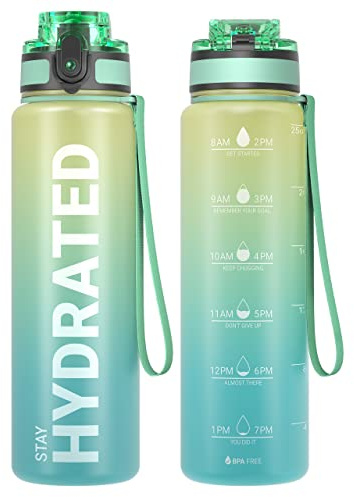 Sahara Sailor Trinkflasche, Sport Trinkflasche, [BPA-frei Tritan] 1L/500ML/750ML Auslaufsicher Sport Wasserflasche, Sportflasche für Fahrrad, Camping, Yoga, Gym (1 Flasche)