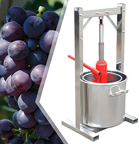 BOSUGE 3,2 Gallonen Obstpresse, 12L Edelstahl Hydraulischer Wagenheber Entsafter Handpresse, Apfelwein Traubenpresse Wein Apfel Karotte Orange Beere Gemüse Käse Tinktur Kräutersaftherstellung