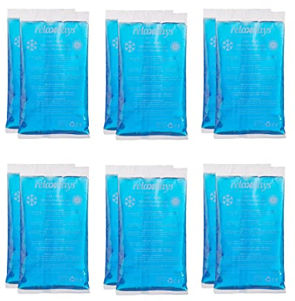 Relaxdays Ghiaccio Gel Termico, 12 Sacchetti Multiuso, 15 x 8 cm, Terapia Caldo Freddo, Cuscinetti Refrigeranti, Blu