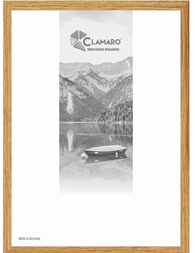 CLAMARO 'COLLAGE' Bilderrahmen 28x35 handgefertigt nach Maß | Eiche Catania | Moderner eckiger MDF Holzbilderrahmen inkl. Acrylglas, Rückwand und Aufhänger (querformat & hochformat)