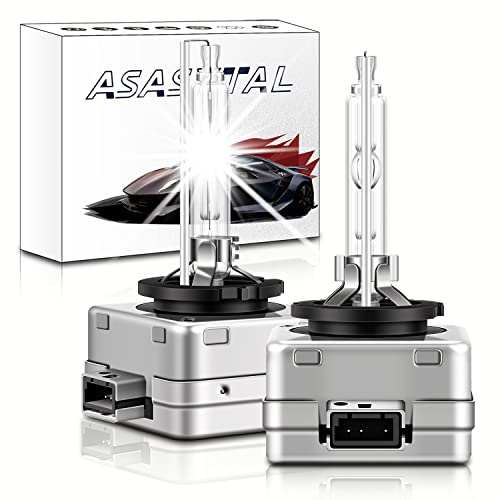 Asasytal D1S Xenon Headlights, 35W 6000K HID Conversion, Diamond White Super Bright, IP68 Waterproof Bi-Xenon Headlights Compatible with 66144 66140 85140 85415 66140XNL,Socket Type: PK32D-2, 1 Pair
