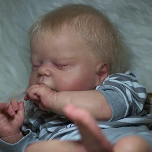 Zero pam Schlafen Reborn Puppen Junge 22 Zoll Augen Geschlossen Lebensecht Neugeborene Puppe Mit Blondem Haar Realistisch Reborn Baby Junge Weiches Silikon Puppe Spielzeug
