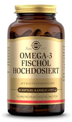SOLGAR® Omega-3 Fischöl hochdosiert | Kaltwasser-Fischöl mit EPA und DHA | Mehrfach ungesättigte Fettsäuren | mit 1764 mg Omega-3-Fettsäuren pro Tagesdosis | 50 Softgel-Kapseln