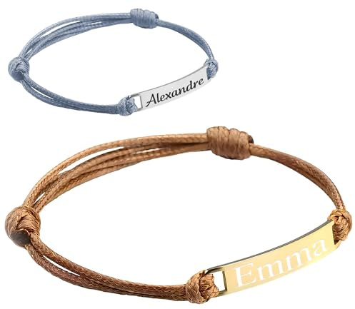 KDO MAGIC - Bracelet Personnalisé | Idée cadeau maman, papa, fête des mères, fête des pères | Bijoux personnalisable prénom gravé | Plaque argentée ou dorée
