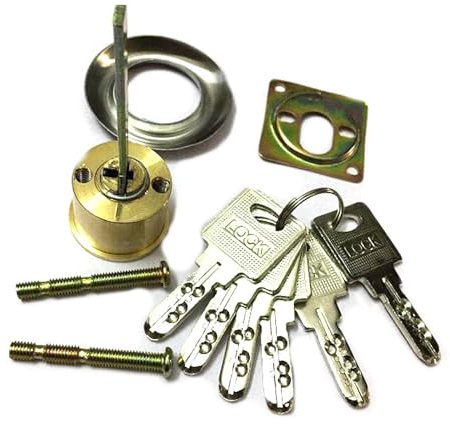 Set di cilindri per cerchioni, in rame, serratura di sicurezza notturna, ricambio con 6 chiavi e anello di fissaggio per casa e ufficio, 65 x 27,7 mm