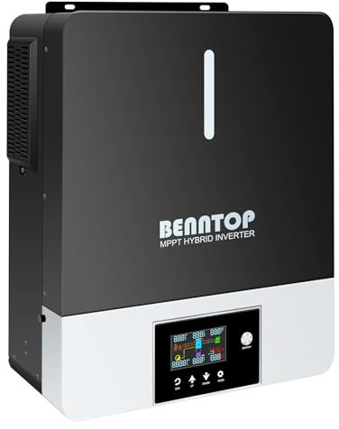 BENNTOP Hybrid-Solar-Wechselrichter 5500W 48Vdc zu Vac mit 120A MPPT Max PV-Eingang 500V, Reiner Sinus Wechselrichter 48V Für Bleisäure- und Lithium-Batterien