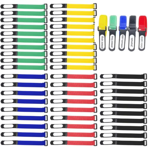 Bofanze 50 Stück Klettkabelbinder Klettverschluss Wiederverwendbar | mit Kabelbeschriftung,für Kabelmanagement Home Office Schreibtisch und Ladekabel