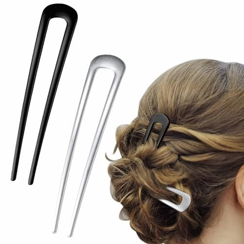 2 Stück Französischer Dutt, Große U-Förmige Haarnadeln aus Metall, 14cm French Haargabel, Förmige Haarstäbchen, U-Förmige Haarspange Damen, Geeignet für Zeremonien, Bälle, Rituale und Elegante Anlässe