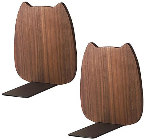 MINGZHE Holz-Buchstützen für Regale, Katzen-Buchstützen, Holz-Buchstützen, Niedliche Buchstützen, Küchen-Buchstützen, Holz-Buchstützen für Bücher, 13 X 12 cm (B)