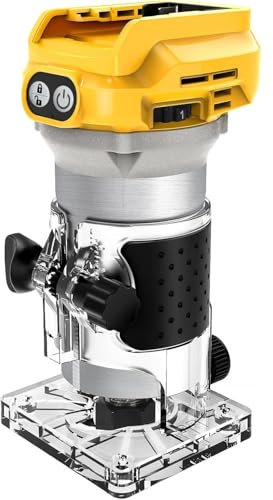 Fresa a batteria compatibile con Dewalt da 18 V batteria, 1300 W Rifilatore Fresatrice Verticale, Elettrica Fresatrice Palmare Rifilatore, con 6 velocità, taglialegna a batteria (senza batteria)