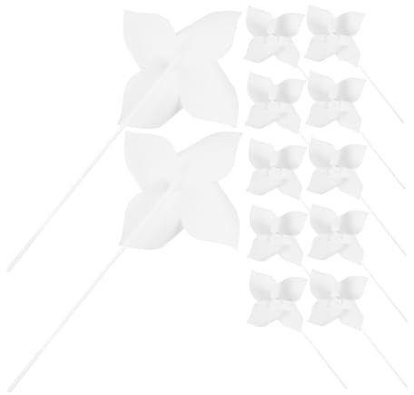 MOBUTOFU 12pièces Moulin à Vent Papier Blanc Kit De Bricolage DIY pour Loisirs Créatifs Jardin Et Activités De Groupe