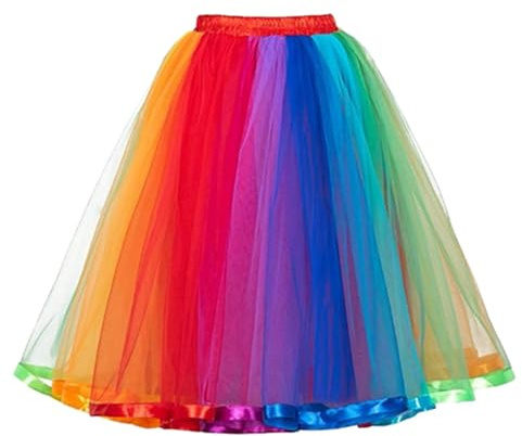 Pamqsen Tüllrock Damen 50er Rock Retro Ballet Tanzrock 3 Lagig Tüll Ballett Tütü Rockabilly Petticoat Unterrock Tanzkleid Ballkleid Abendkleid Gelegenheit Zubehör Rockabilly Jahre Retro Tutu Cosplay