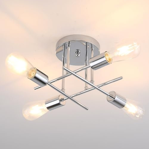 Dellemade Ceiling Light, 4 Lights Chandelier Ceiling Light for Living Room,Bedroom,Kitchen (Silver)