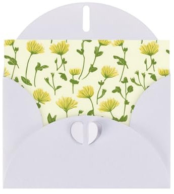 Weiße BROLEO gelbe Chrysanthemen-Druck-Grußkarte für Weihnachten, Geburtstag, Valentinstag, Hochzeitstag und Party-Einladungen